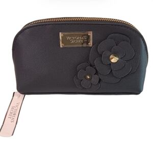 NWT Victoria's Secret Black Cosmetic Makeup Bag | Goldtone Hardware